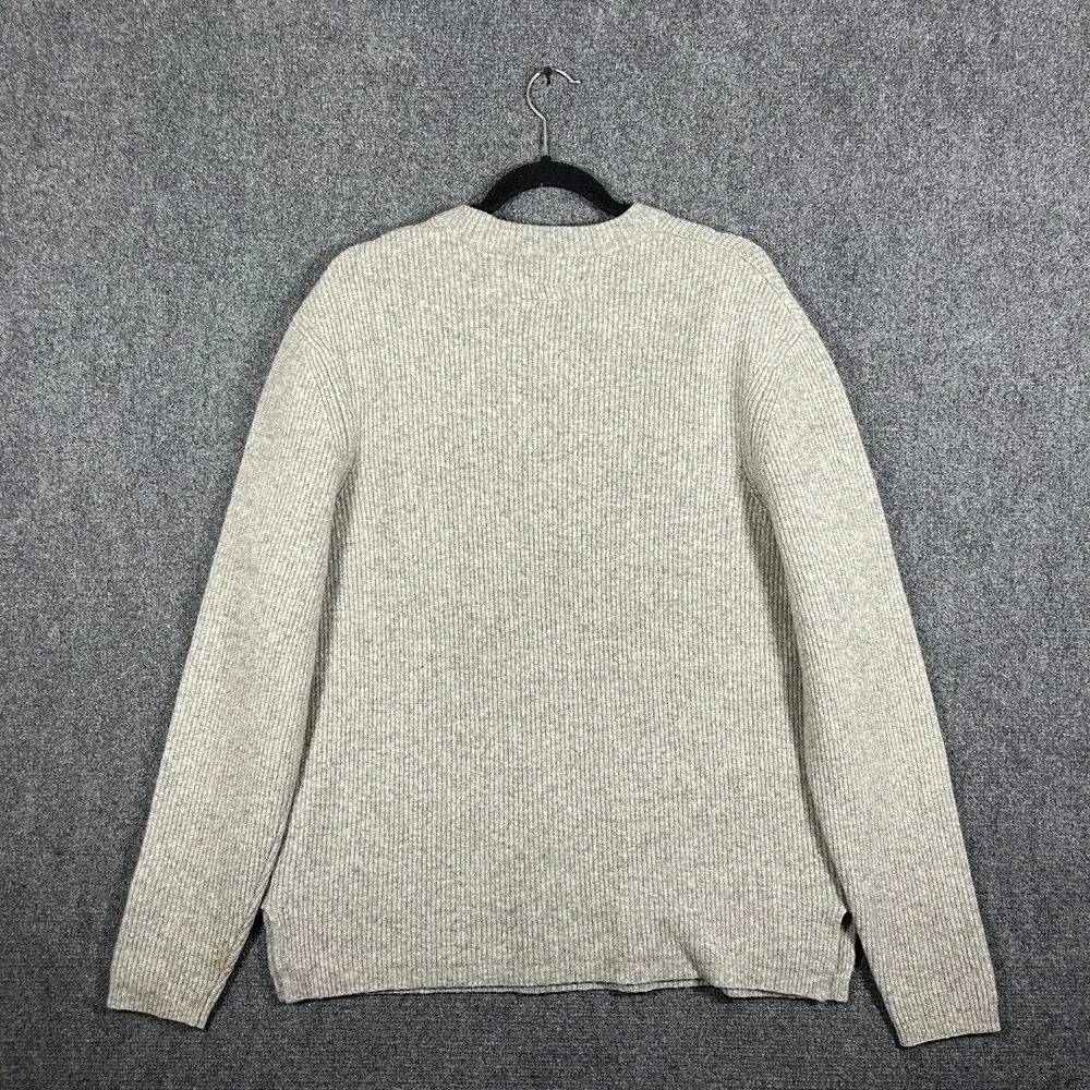 AllSaints Wool Blend Crewneck Knit Sweater Beige Casual Winter Mens Size Medium